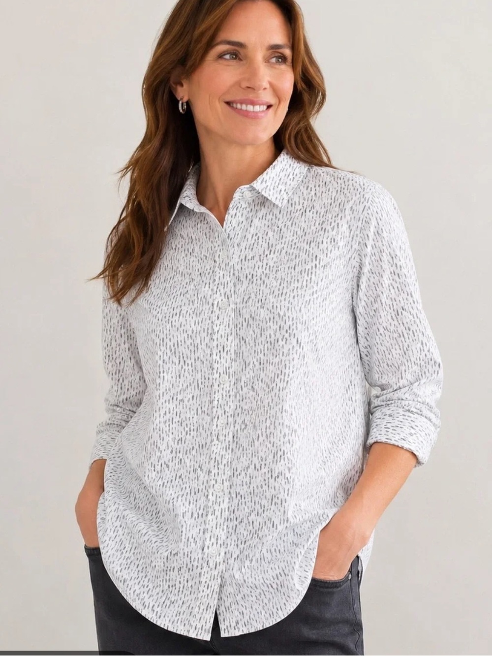 Garnet Hill Organic Cotton Luxury Button Down Shirt Size 14